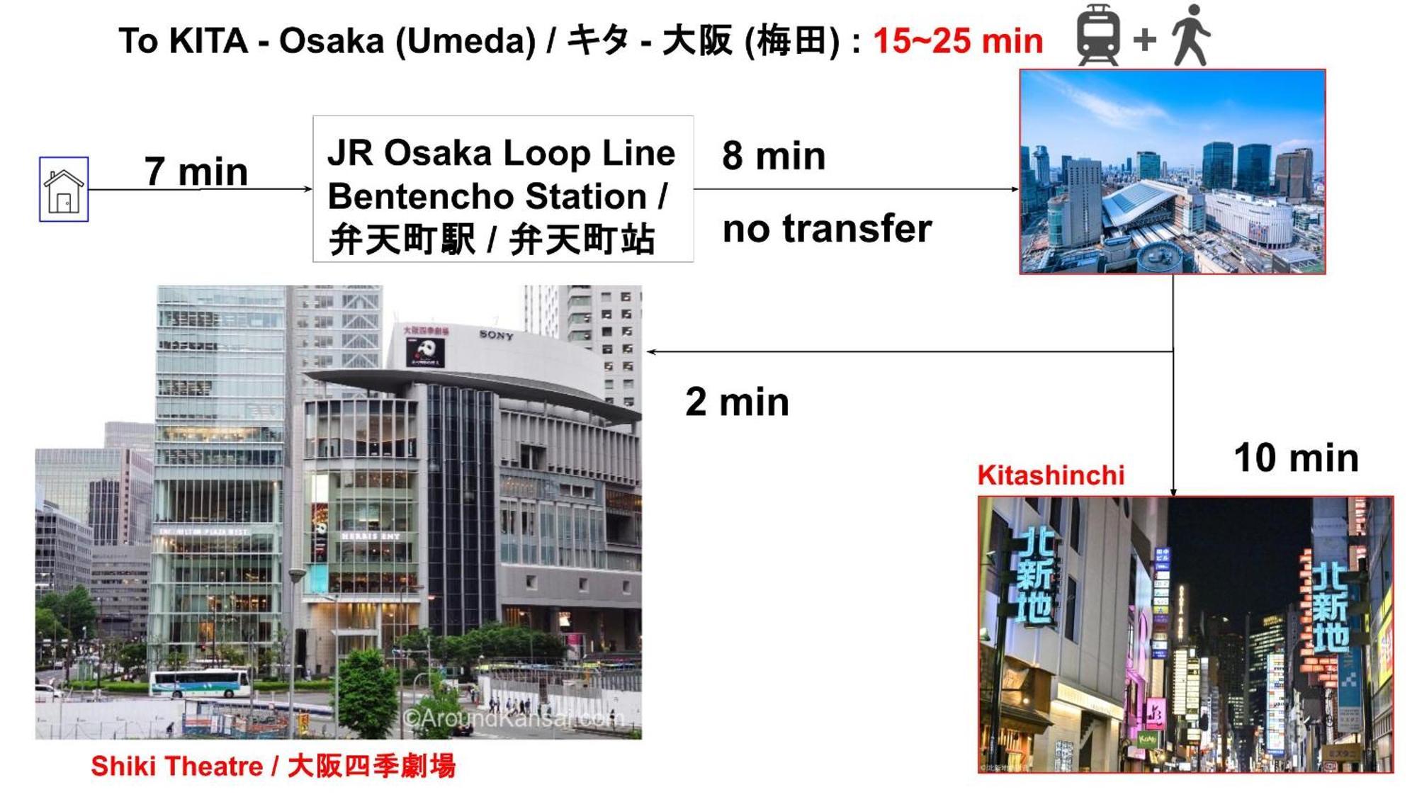 15min To Nishi-expo-casino-ir-tempozan Ferris,direct To Kix 1h,horyuji 40min,wakayama 80min *