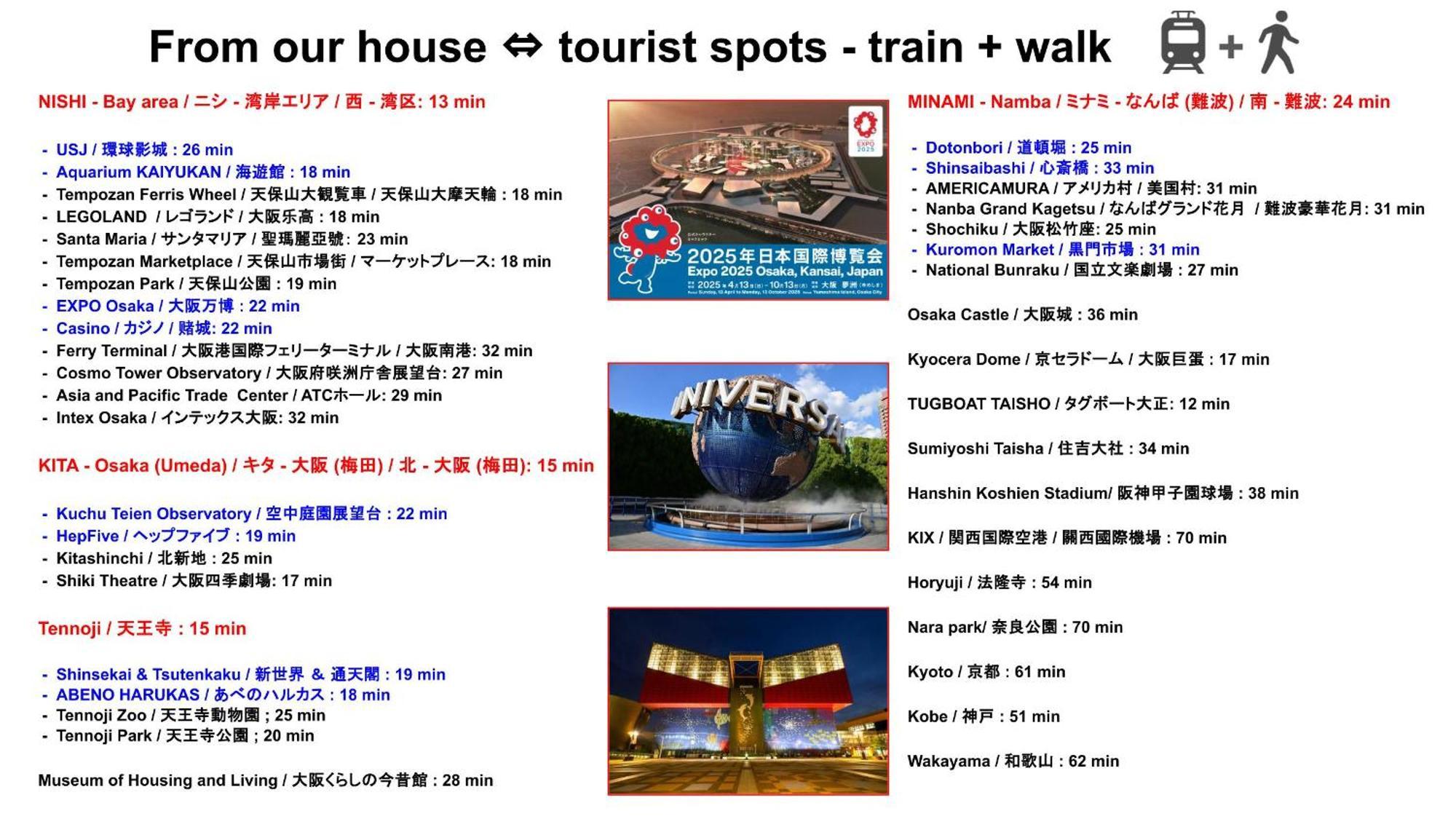 15min To Nishi-expo-casino-ir-tempozan Ferris,direct To Kix 1h,horyuji 40min,wakayama 80min Appartement *